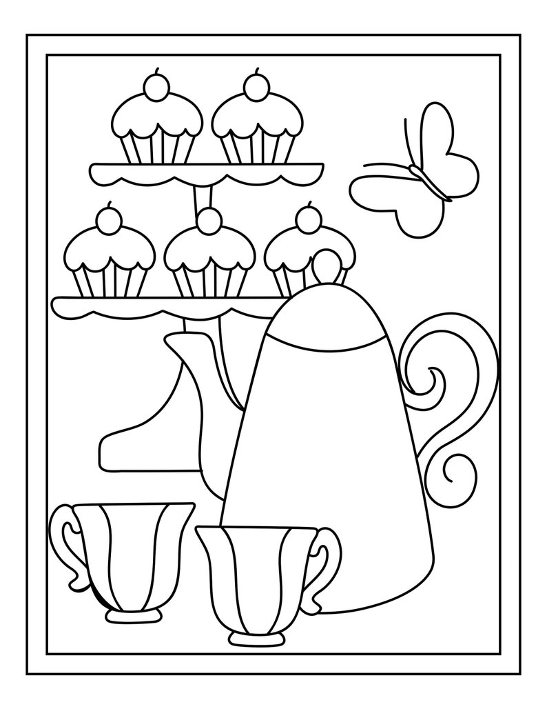 Tea Party Printable 16 Coloring Pages image 3