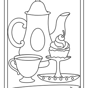 tea party printable 16 coloring pages  etsy