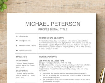 Resume Template, Professional Modern Resume Template for Pages, Word & Google Docs, Clean Modern Executive Resume Template, CV Template CV22