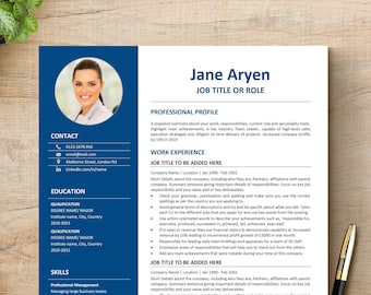 Resume Template, Photo Resume, Professional Modern Resume Template for PageWord, Modern Executive Resume Template 2023, CV Template CV06