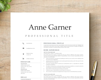 Resume template, Professional resume template, Executive resume Pages, Word & Google docs, Clean modern resume template, Cover letter, CV01