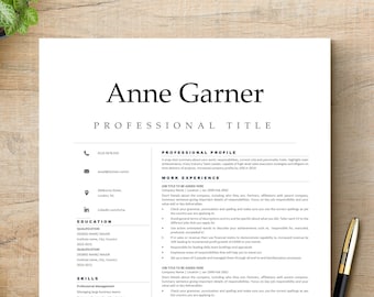 Resume Template, Professional Modern Resume Template for Pages, Word & Google Docs, One page Executive Resume Template, CV Template CV11