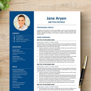 Resume Template, Photo Resume, Professional Modern Resume Template for PageWord, Modern Executive Resume Template 2023, CV Template CV06