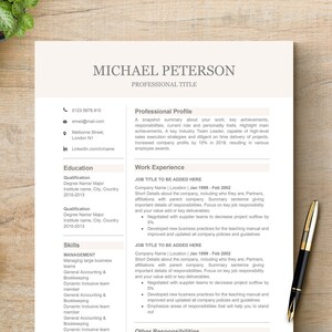 Resume template, Professional resume template, Executive resume Pages, Word & Google docs, , Modern resume template, CV25