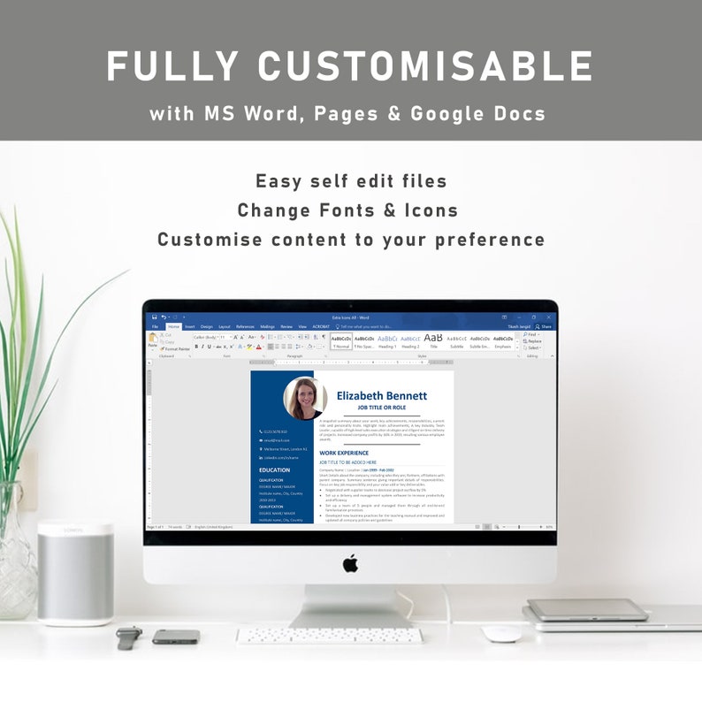 Resume Template, Professional Modern Resume Template for Pages, Word & Google Docs, Clean Modern Executive Resume Template, CV Template CV04 image 6