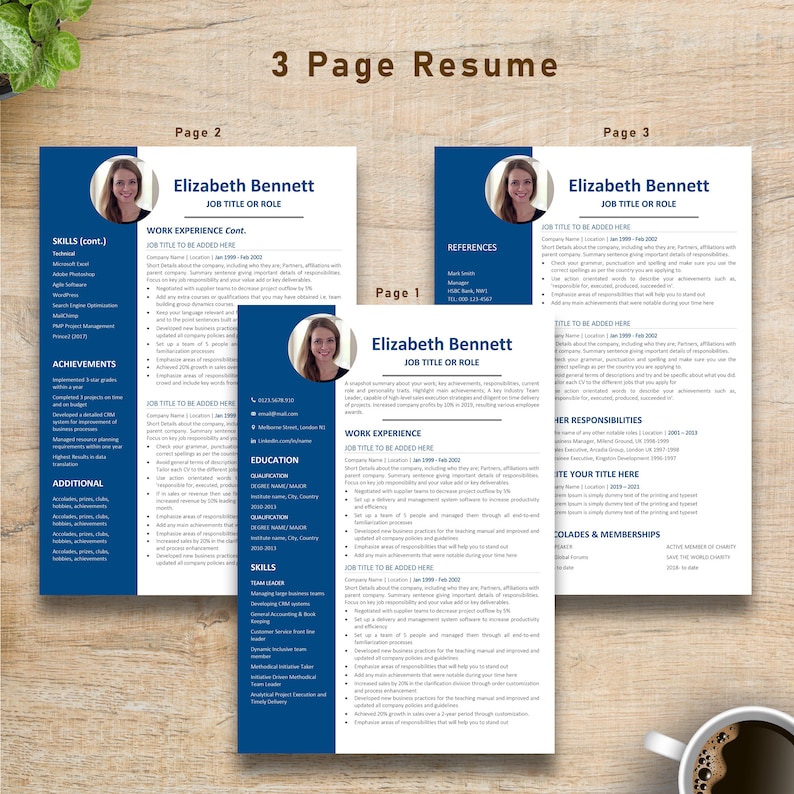 Resume Template, Professional Modern Resume Template for Pages, Word & Google Docs, Clean Modern Executive Resume Template, CV Template CV04 image 4