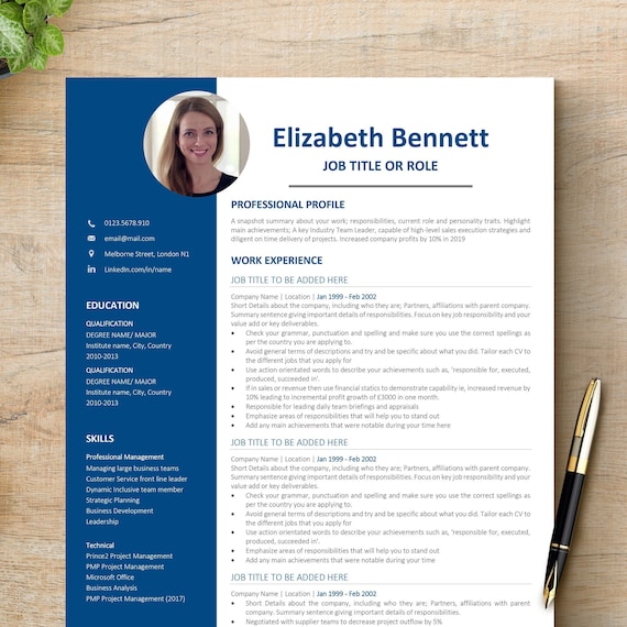 Resume Template, Professional Modern Resume Template for Pages, Word & Google Docs, Clean Modern Executive Resume Template, CV Template CV04