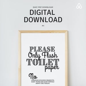 Please Only Flush Toilet Paper Sign. Digital Download. Airbnb - Etsy