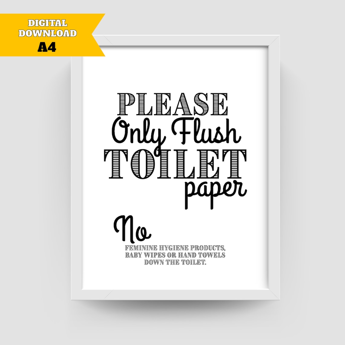 Please Only Flush Toilet Paper Sign. Digital Download | Etsy