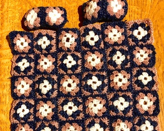 Handmade, Crocheted, Miniature Bedding Set in 1:12 scale