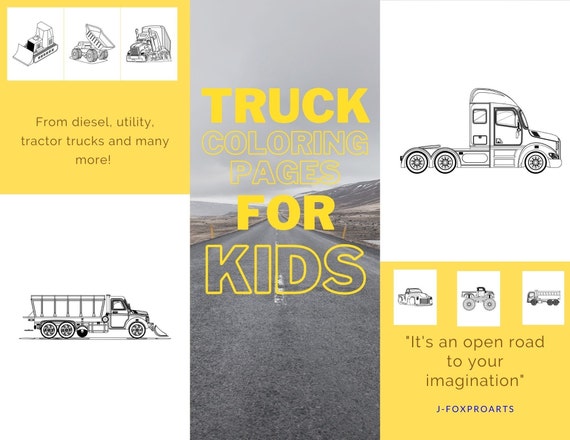 Truck Coloring Pages For Kids Etsy