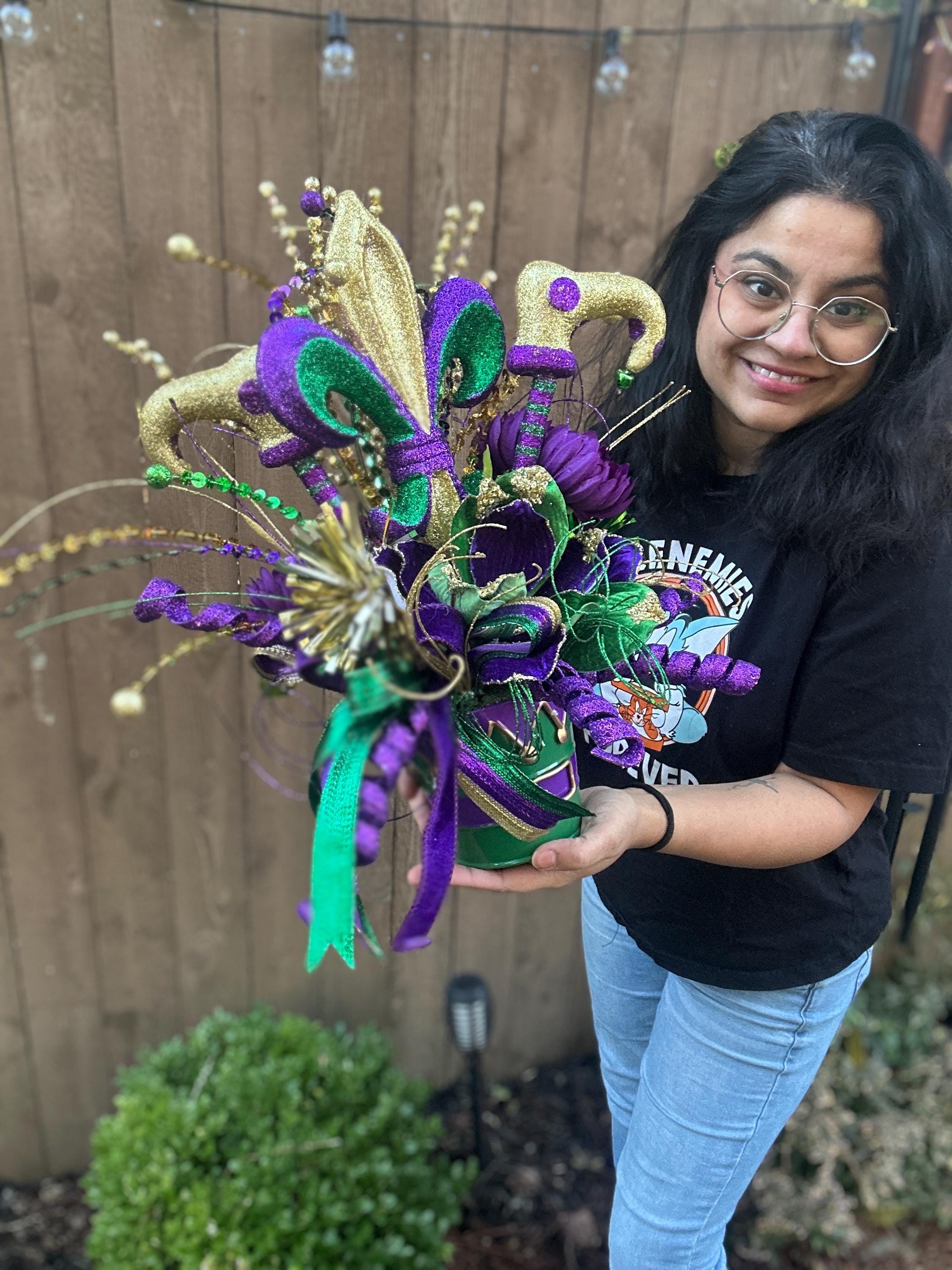 Mardi Gras Fleur De Lis Centerpiece: New Orleans Table Decor - Etsy, image size:2250x3000