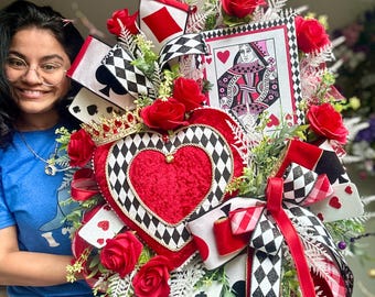 Queen of Hearts wreath. Harlequin wreath. valentines wreath. vday wreath. valentine wreaths. Valentine gift ideas. Made to order