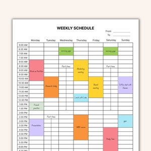 Half Hour Weekly Schedule Printable: Productivity Planner (Digital Download)