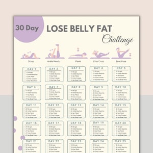 30 Day Lose Belly Fat Challenge | Belly workout Digital | Flat Abs Challenge | Home Workout Planner | 30 Day Ab Challenge | Stomach exercise