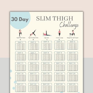 30 Day Slim Thigh Challenge | Body Building Tracker | Leg Fitness Planner | Slim Leg Planner