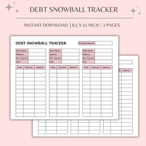 Tracker del debito digitale / Tracker del debito a palla di neve stampabile / Pianificatore di budget / Progresso del debito / Tracker del prestito / Download istantaneo
