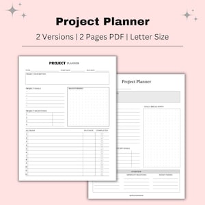 Project Planner Printable: Productivity & Work Management (PDF)