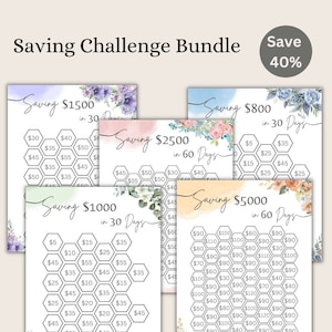 Saving Challenge Bundle| Money Saving Challenge | Budget Saving Tracker | Financial Planning Tracker | Digital Download | Save funds