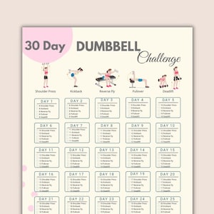 30 Day Dumbbell Challenge | Dumbbell Fitness | Printable Dumbbell Exercise | Fitness Planner