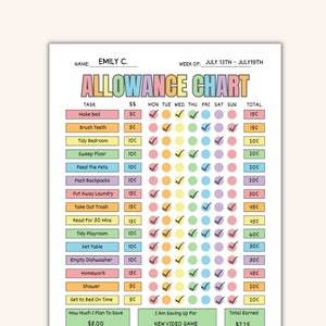 Kids Allowance Chart Printable | Editable Kids Chores Chart | Weekly Planner Kids | Canva Template Kids To Do List | Instant Download