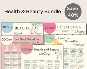 30 Day Health and Beauty Bundle | Self Care Challenge | Digital Self Love Challenge | Printable Health and Beauty Planner | Summer Body