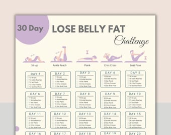 30 Day Lose Belly Fat Challenge | Belly workout Digital | Flat Abs Challenge | Home Workout Planner | 30 Day Ab Challenge | Stomach exercise