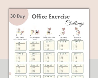 Sfida di esercizi in ufficio di 30 giorni / Yoga alla scrivania / Guida al fitness in ufficio / Esercizio digitale in ufficio / Esercizi per il collo e la schiena / Esercizio sulla sedia