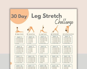 30 Day Leg Stretch Challenge | Digital Hamstring Workout Guide | Leg Exercise Planner | Body Building Tracker | Leg Fitness Instant download