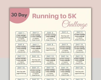 30 Day Running Challenge Digital Fitness Guide Printable Running ...