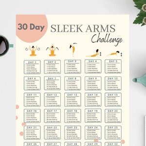 30 Day Sleek Arm Challenge | Body Building Tracker | How to get Sleek Arms Guide | Self Challenge Guide | Printable