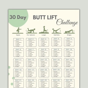 Butt Workout Planner Etsy