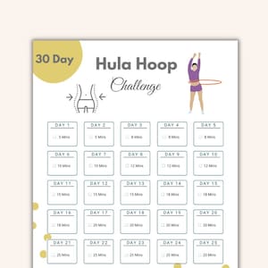 30 Day Hula Hoop Challenge Planner | Slim Waist Workout | Weight Loss | Burn Calories | Digital Planner | Cardio Home Gym