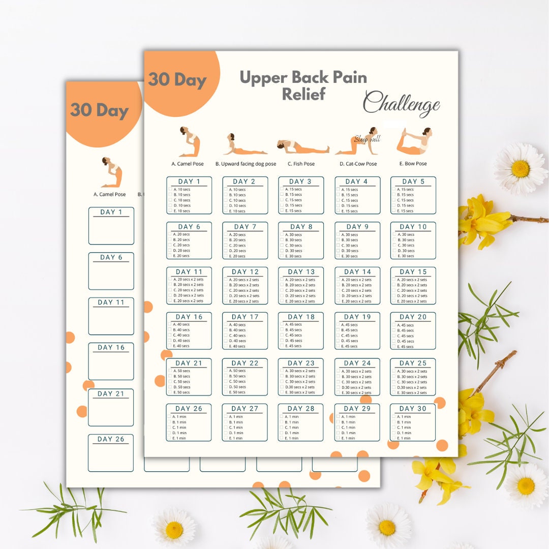 30 Day Upper Back Pain Relief Challenge Printable | Back Pain | Neck ...