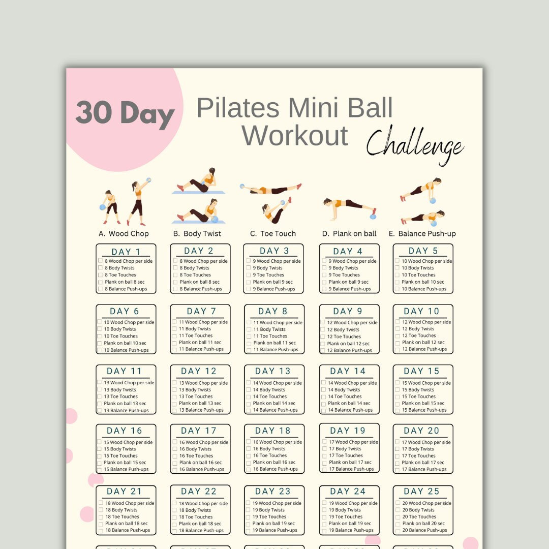 30 Day Pilates Mini Ball Challenge Workout Routine Digital Workout