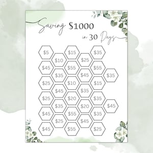 Save 1000 Dollars in 30 Days Challenge | Money Saving Challenge | Budget Saving Tracker | Financial Planning Tracker | Digital Download