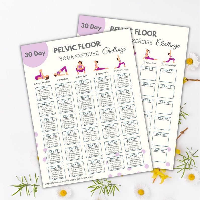 Pelvic Floor Exercise Challenge | Instant Download Pelvic Floor Muscle Workout | Digital Fitness Challenge | Printable Exercise Planner image 3