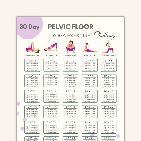 Pelvic Floor Exercise Challenge | Instant Download Pelvic Floor Muscle Workout | Digital Fitness Challenge | Printable Exercise Planner