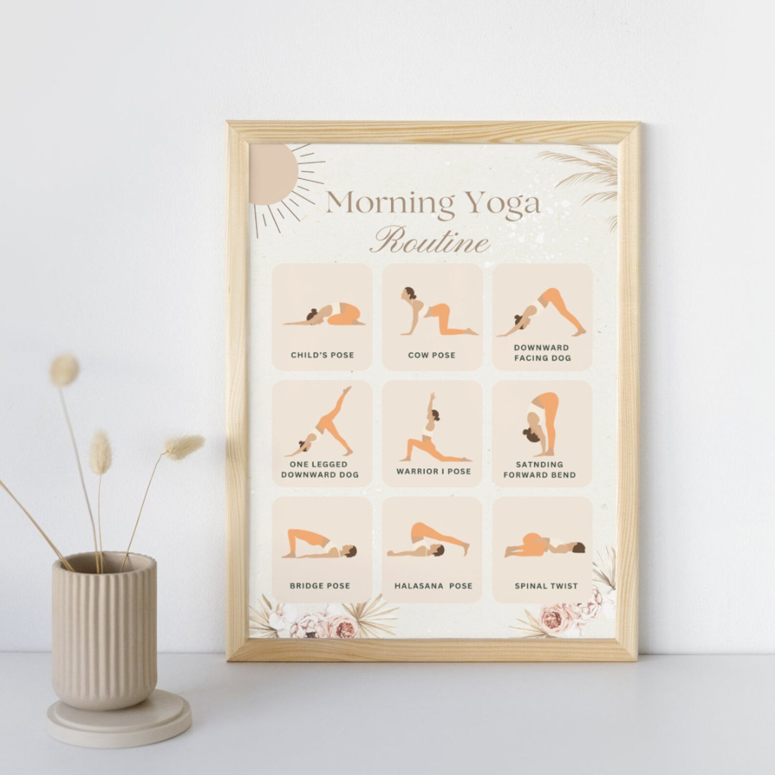 Morning Yoga Routine Poster Printable | Digital Yoga Poster | Morning