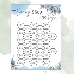 Save 800 dollars Challenge | Saving tracker | Printable Financial Planner | Saving Challenge | Fun Saving