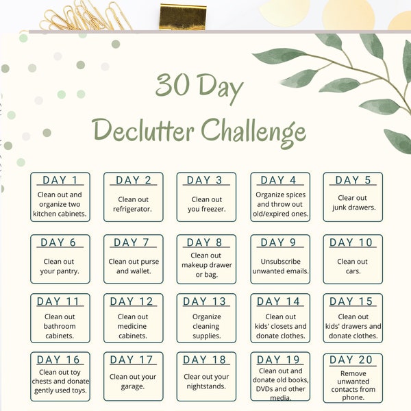 30 Day Declutter Challenge | Home Organization Guide | Minimalist lifestyle Challenge | Free your mind | Digital Declutter Guide | Easy life