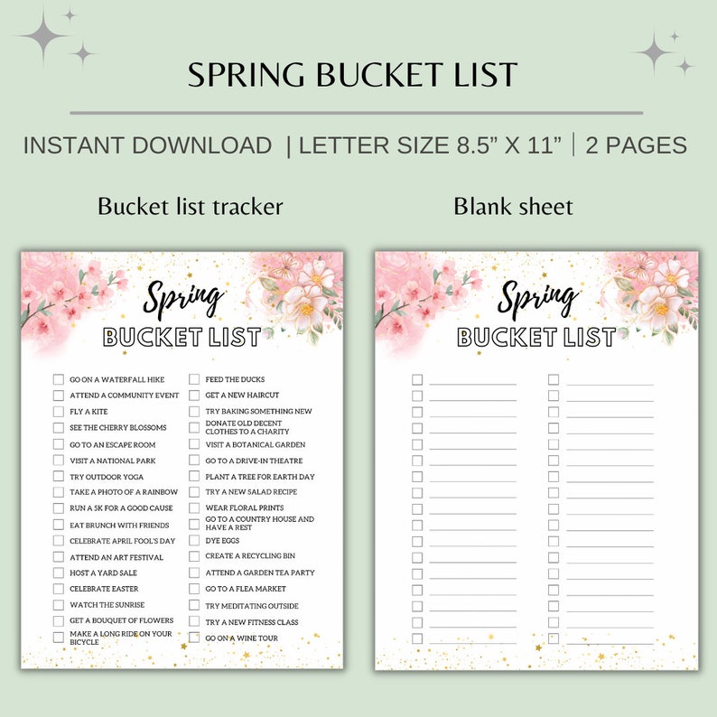 Spring Checklist Florida Spring Bucket List Printable | Digital Spring Fun Activities | Spring ...