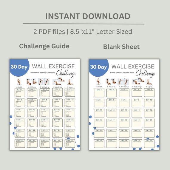 30 Day Wall Exercise Challenge Printable Wall Fitness Quick Workout Digital  Reshape Body Wall Pilates -  Canada