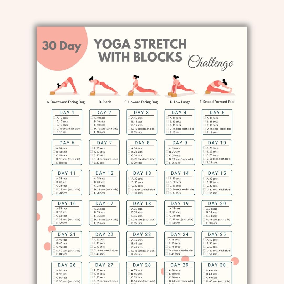 30 Day Yoga Stretch With Blocks Challenge | Yoga Block Workout | Yoga ...