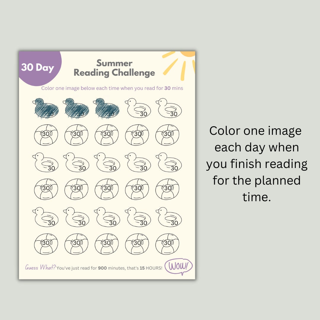 Kids 30 Day Reading Challenge Printable Summer Reading - Etsy - 30 Lays In 30 Days Read Online Free