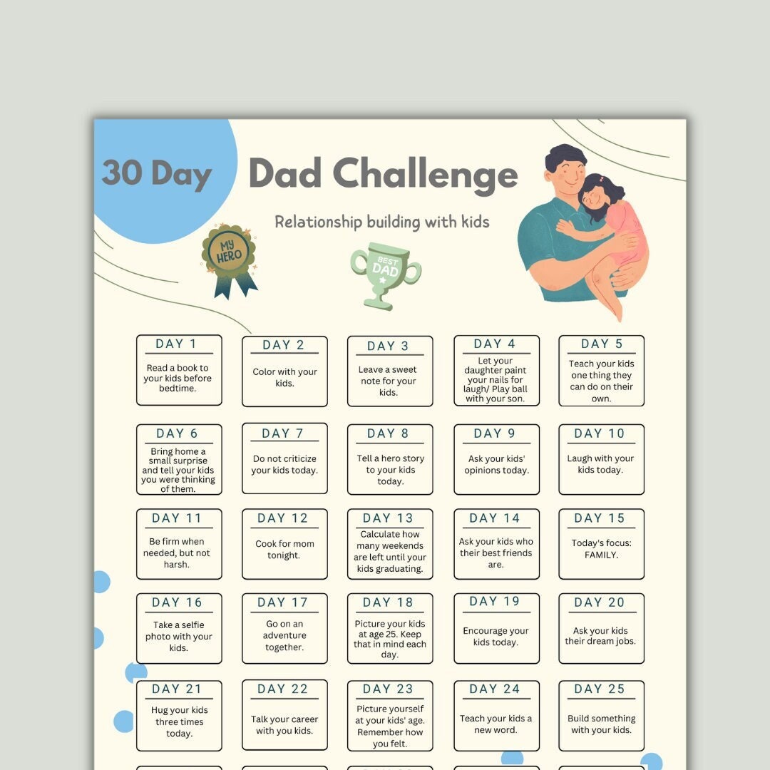 Printable 30 Day Dad Challenge Relationship Building With - Etsy
