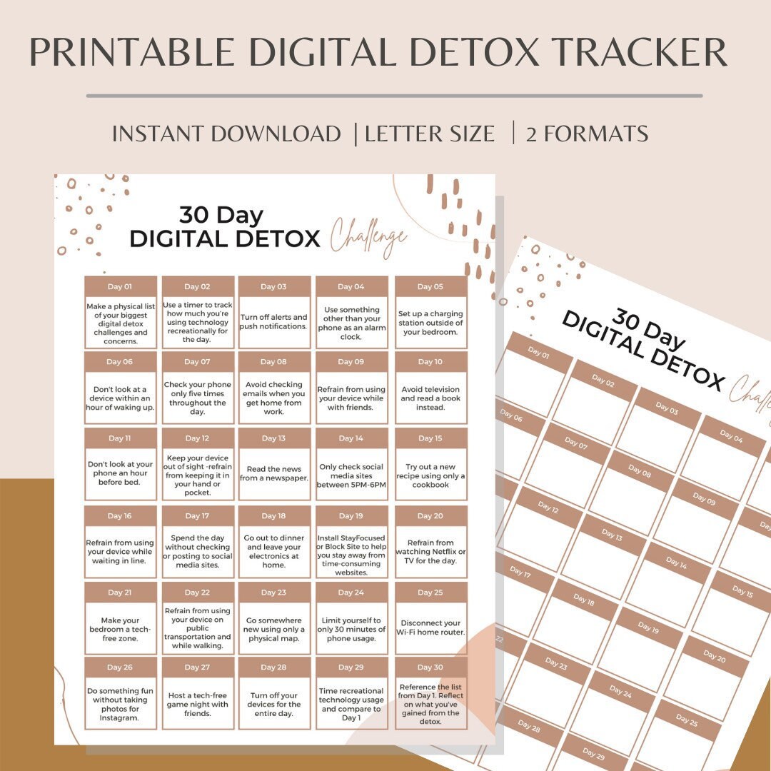 30 Day Digital Detox Challenge Printable Digital Detox - Etsy Canada