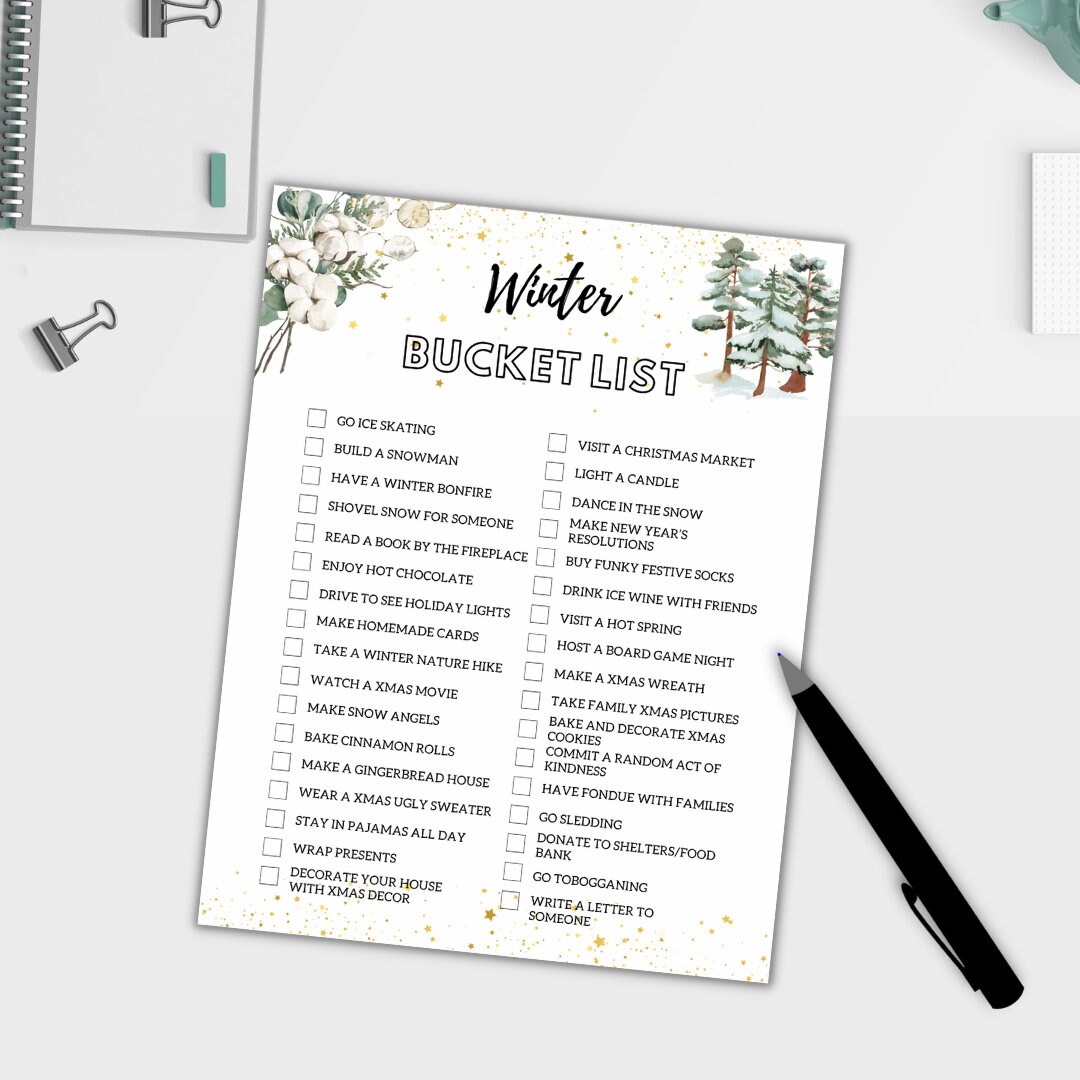 Winter Bucket List Printable | Digital Winter Fun Activities | Winter ...