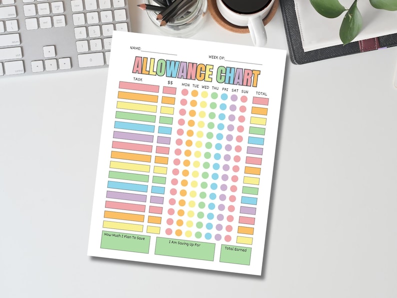 Kids Allowance Chart Printable | Editable Kids Chores Chart | Weekly Planner Kids | Canva Template Kids To Do List | Instant Download image 4
