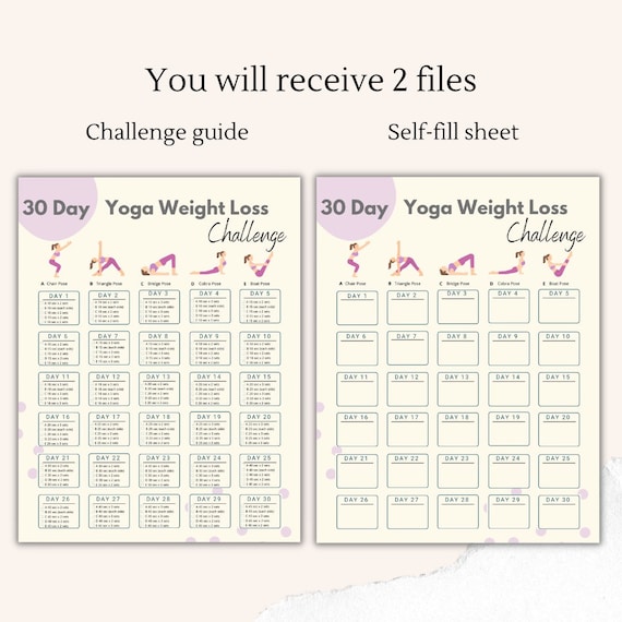 30 Day Yoga Weight Loss Challenge Planner Digital Workout Plan Instant  Download Yoga Pose Fitness Planner Body Building Tracker 